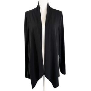 Eileen‎ Fisher Womens Drape Front Cardigan Long Line Size XL Black Minimalist